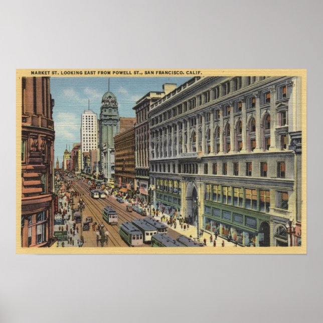 Östra View of Market St från Powell St. Poster (Framsidan)
