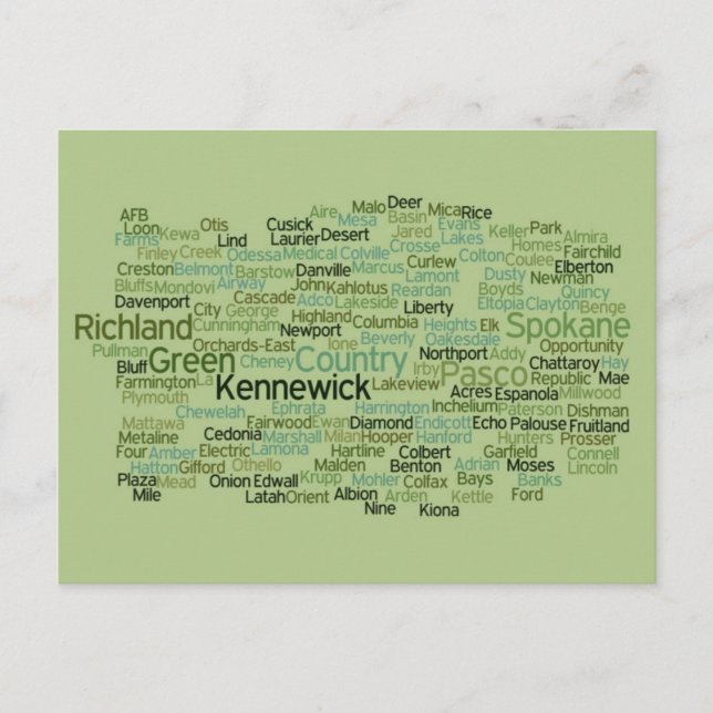 Östra Washington Cities vycard Vykort (Framsida)