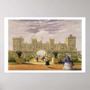 Östran beskådar av slottet och trädgården, Windsor Poster