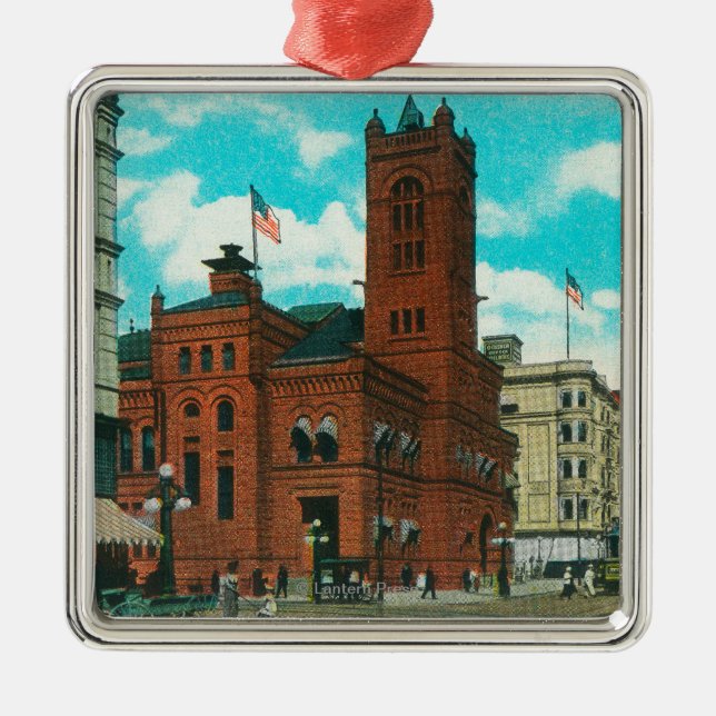 Östran beskådar från K St tittar Post - kontor Julgransprydnad Metall (Framsidan)