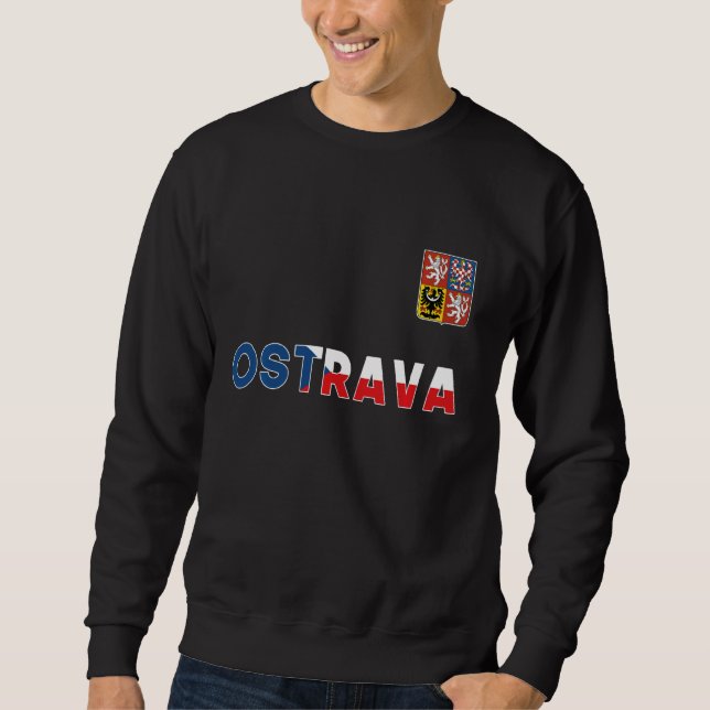Ostrava Czech Republic Heart Flagga Lejon Jacka av Lång Ärmad Tröja (Framsida)