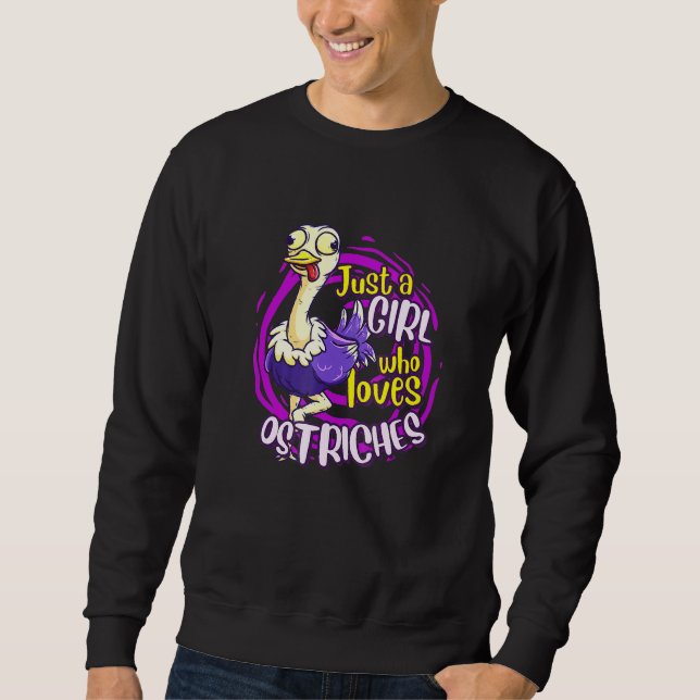 Ostrich bara en flicka som Kärlek strutsar Lång Ärmad Tröja (Framsida)