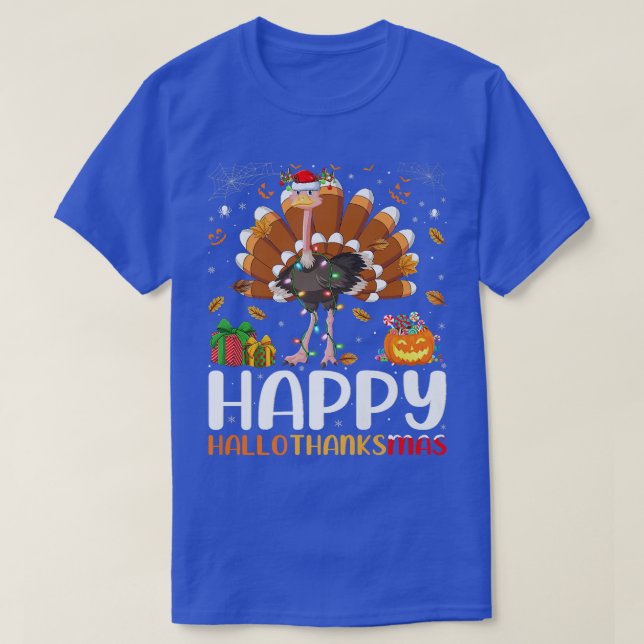 Ostrich Bird Älskare Halloween jul Lycklig Hallo T Shirt (Design framsida)