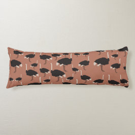 Ostrich Bird Illustration Mönster Kroppskudde