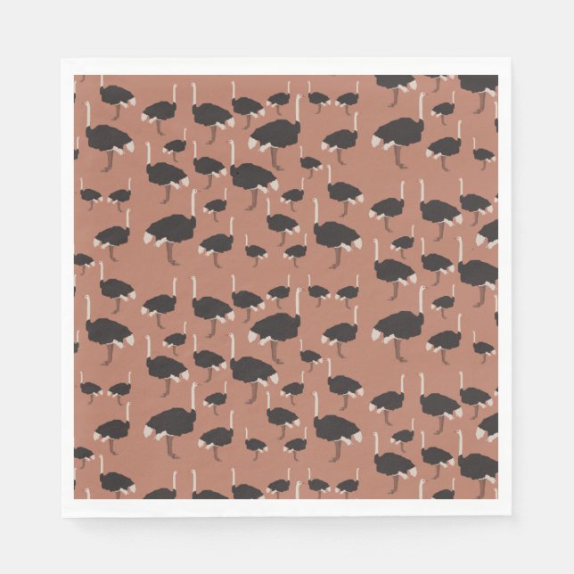 Ostrich Bird Illustration Mönster Pappersservett (Framsidan)