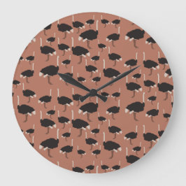 Ostrich Bird Illustration Mönster  Stor Klocka