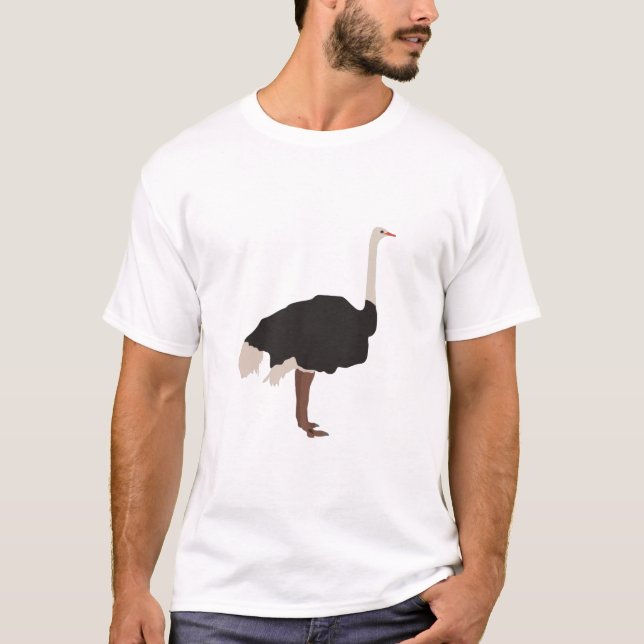 Ostrich Bird Illustration T Shirt (Framsida)