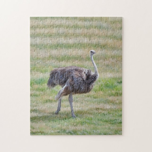 Ostrich Bird Walking in a Meadow Art Puzzle Pussel (Vertikal)