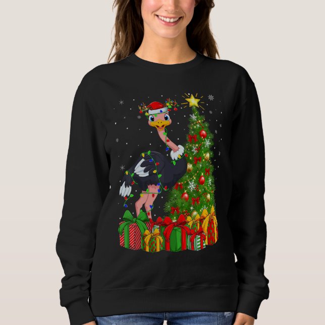 Ostrich Bird   Xmas Holiday Santa Ostrich Christma T Shirt (Framsida)