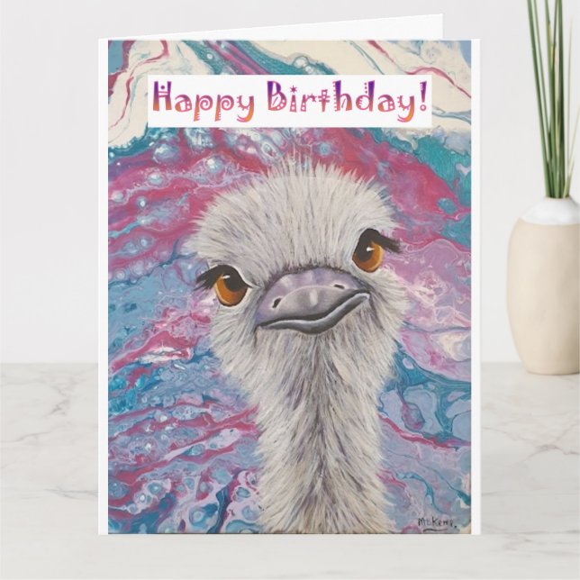 Ostrich Birthday Card Kort (Framsida)
