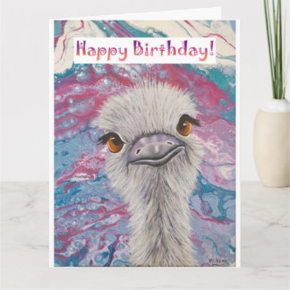 Ostrich Birthday Card Kort