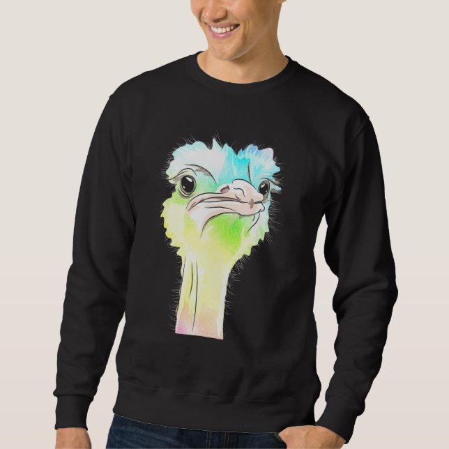 Ostrich Colorful Ostriches Lång Ärmad Tröja (Framsida)