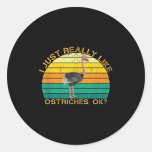 Ostrich Funny Animal Quote med Vintage Shape Desi Runt Klistermärke