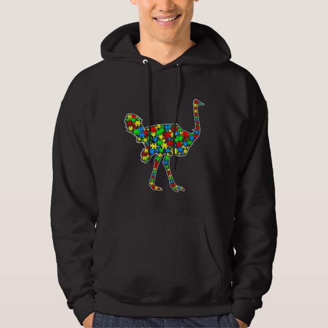 Östrich Funny Puzzle Animals Autism Awareness Hoodie (Framsida)
