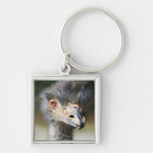 Ostrich Fyrkantig Silverfärgad Nyckelring
