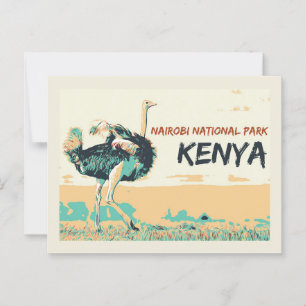 Ostrich i Nairobi nationalpark, Kenya Vykort