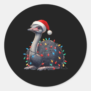 Ostrich jul Ljus Funny Santa Hat Merry Xma Runt Klistermärke