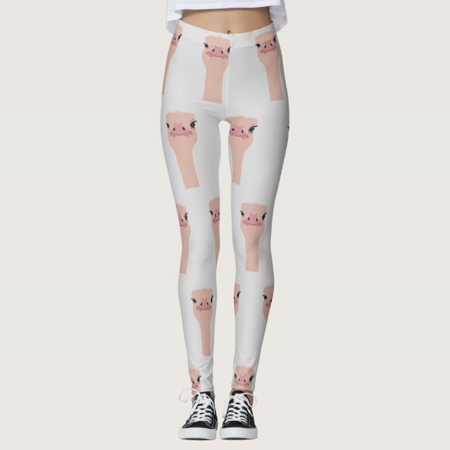 Ostrich lustig ansikte leggings (Framsida)