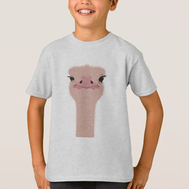 Ostrich lustig ansikte tee shirt (Framsida)