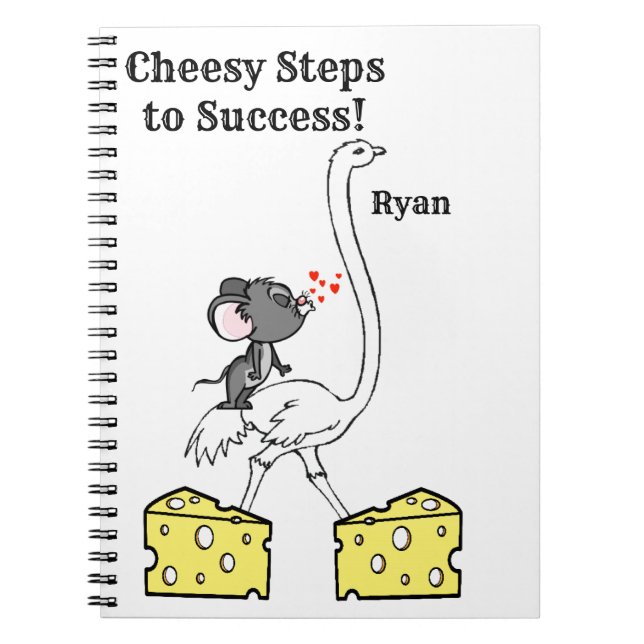 Ostrich Mouse Cheese Notebook Anteckningsbok (Framsidan)