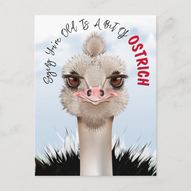 Ostrich Pun Funny Birthday Vykort (Framsida)