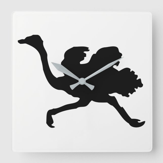 Ostrich Silhouette Fyrkantig Klocka (Framsida)