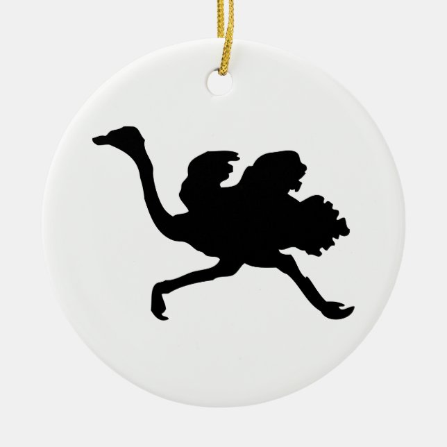Ostrich Silhouette Julgransprydnad Keramik (Framsidan)