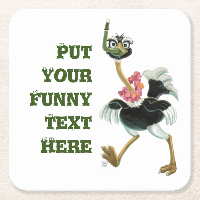 Ostrich Tävling i träsket Underlägg Papper Kvadrat (Framsidan)