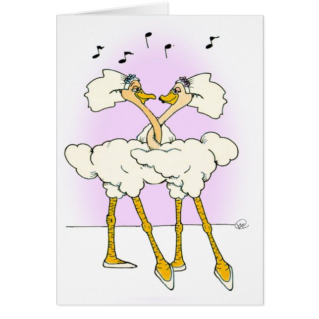 Ostrichbröllop Hälsningskort (Framsidan)