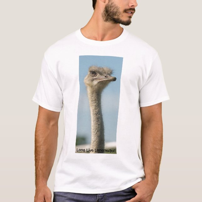 ostrichen bor Long Longnecks! Tee Shirt (Framsida)