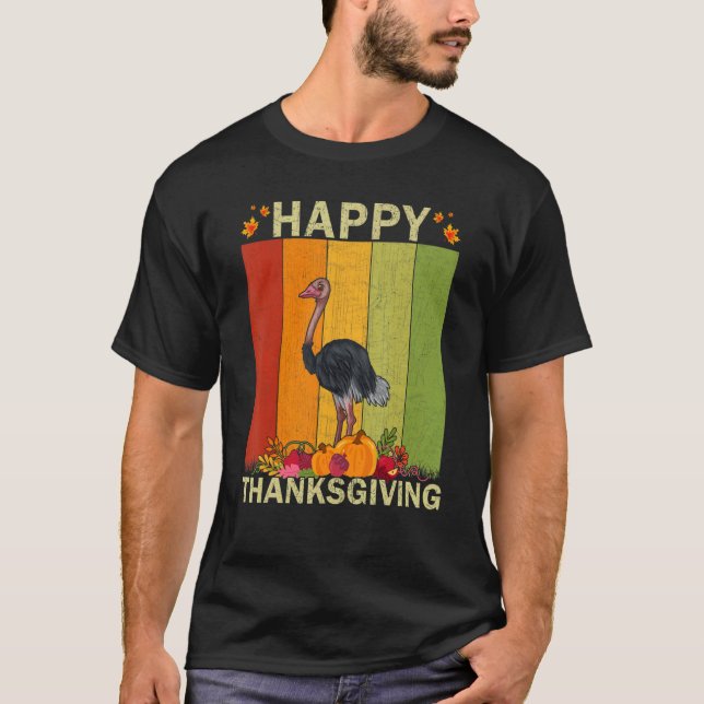 Ostriches   Retro Graphic Family Matching Thanksgi T Shirt (Framsida)