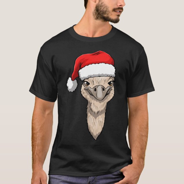 Ostritch Head Santa Funnny Women Animal Kärlek Ost T Shirt (Framsida)