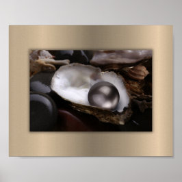 Ostron av svart och Guld med Grått Pearl Poster