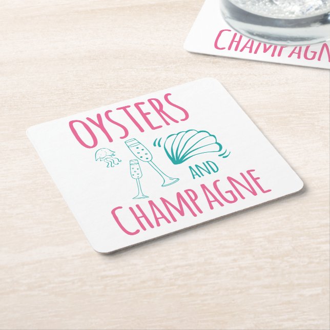 "Ostron & Champagne"  Underlägg Papper Kvadrat (Vinklad)