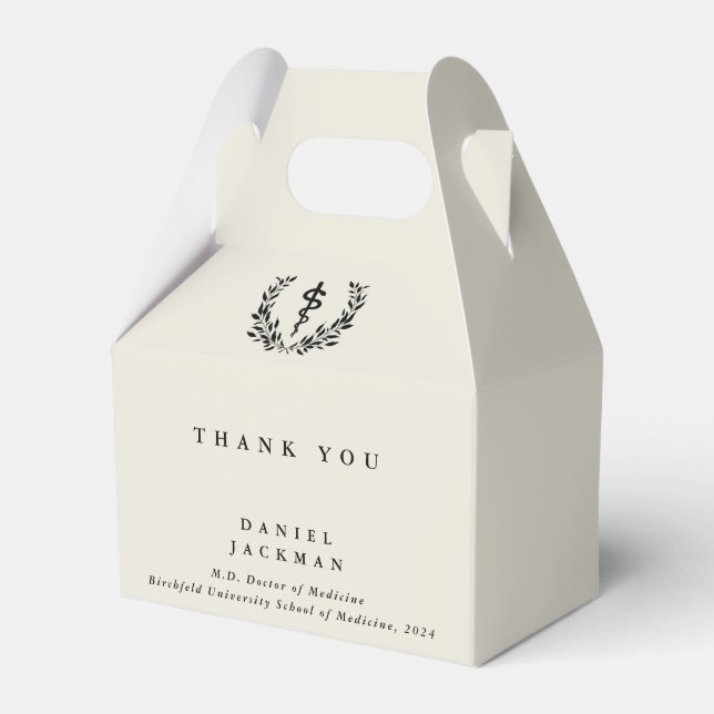 Ostron/Cream-Personligen Asclepius+Laurel-andeanda Presentaskar (Framsidan Sidan)