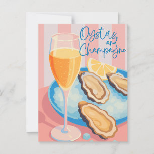 Ostron och Champagne Elegant Vykort