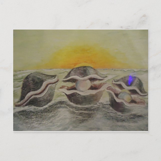 Ostron och pärlor vykort (Framsida)