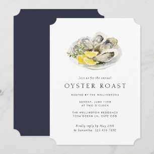 Ostron Roast Elegant Simple Seafood Party Inbjudningar