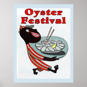 Ostronfestival,vintagens servitör poster