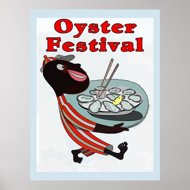 Ostronfestival,vintagens servitör poster (Framsidan)