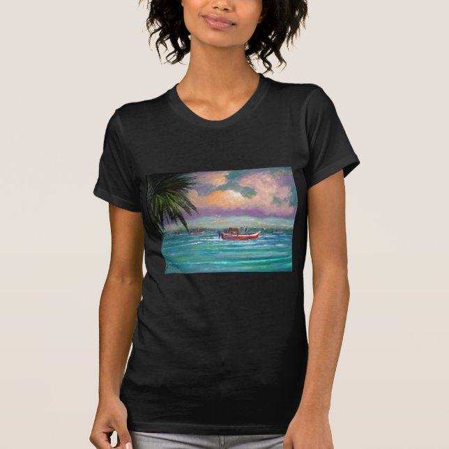 Ostronplockning i den Apalachicola fjärden T-shirt (Framsida)