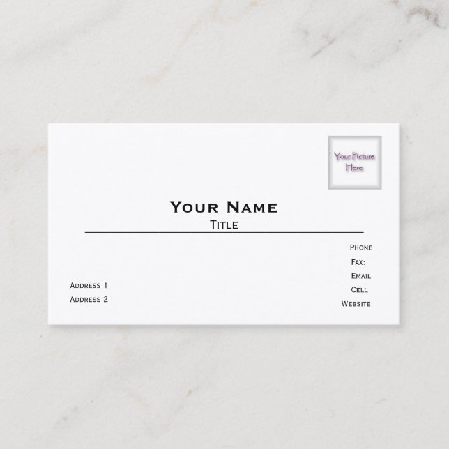 Ostrukturerbara Affärskort för foto Visitkort (Framsida)