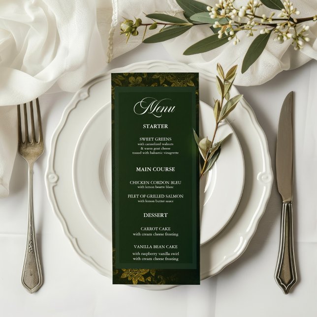 Östtimor Elegant Mörk grönt Guld Blommigt Meny (Skapare uppladdad)