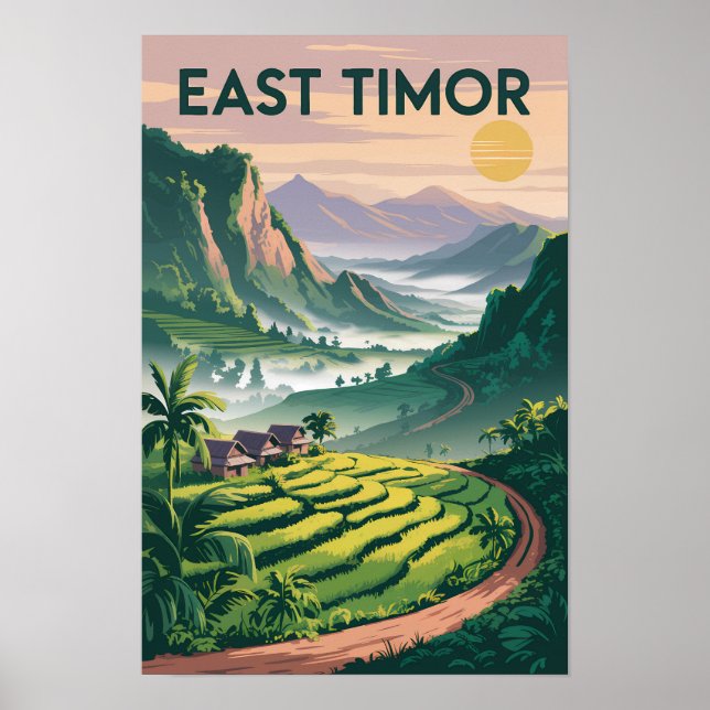 Östtimor Fält Illustration Resa Konst Vintage Poster (Framsidan)