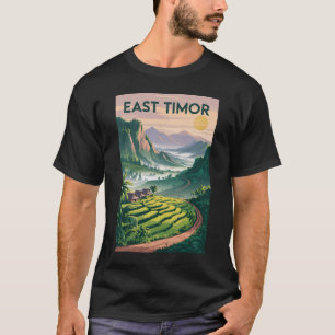 Östtimor Fält Illustration Resa Konst Vintage T Shirt