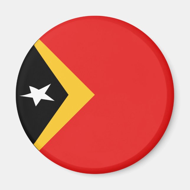 Östtimor Fisheye Flagga Magnet (Framsidan)