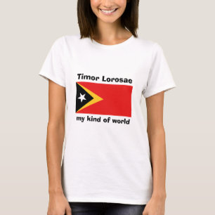 Östtimor Flagga + Karta + Text T-Shirt