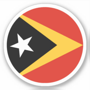 Östtimor Flagga Rund Klistermärke Klistermärken