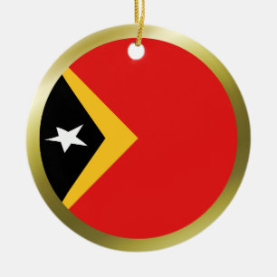 Östtimor flaggprydnad julgransprydnad keramik