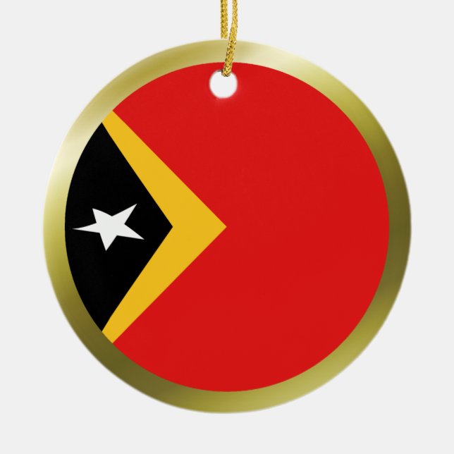 Östtimor flaggprydnad julgransprydnad keramik (Framsidan)